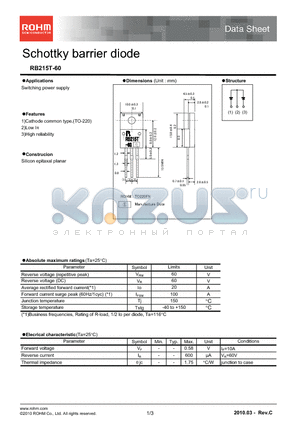 RB215T-60 datasheet - Schottky barrier diode