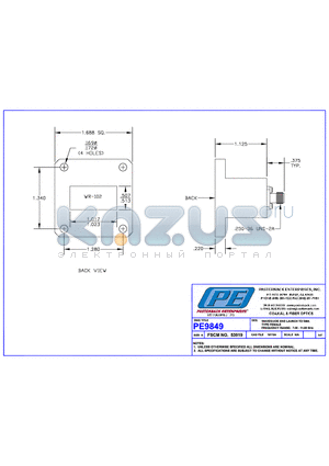 PE9849 datasheet - WAVEGUIDE END LAUNCH TO SMA TYPE  FEMALE FREQUENCY RANGE: 7,00~11,00 GHz