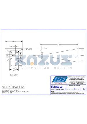 PE9850-20 datasheet - STANDARD GAIN HORN WR-28