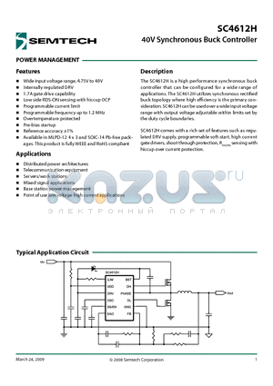 SC4612HSTRT datasheet - 40V Synchronous Buck Controller