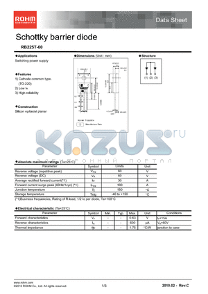 RB225T-60 datasheet - Schottky barrier diode