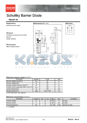 RB225T-40 datasheet - Schottky Barrier Diode