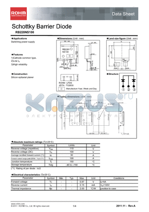 RB228NS100 datasheet - Schottky Barrier Diode