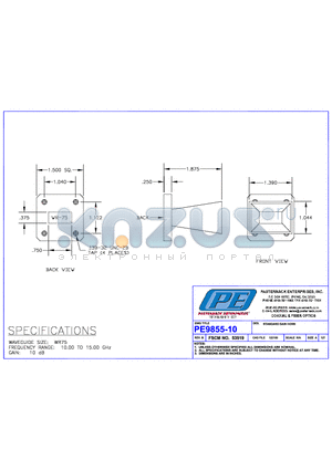 PE9855-10 datasheet - STANDARD GAIN HORN