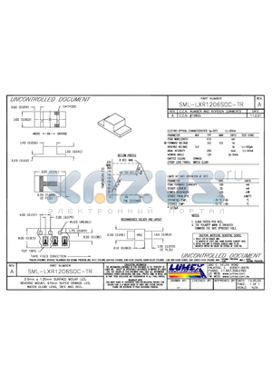SML-LXR1206SOC-TR datasheet - 2.0mm x 1.25mm SURFACE MOUNT LED