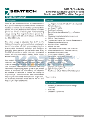 SC471 datasheet - Synchronous Buck Controller with Multi-Level VOUT Transition Support