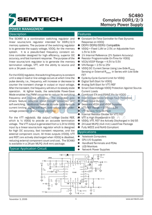 SC480 datasheet - Complete DDR1/2/3 Memory Power Supply