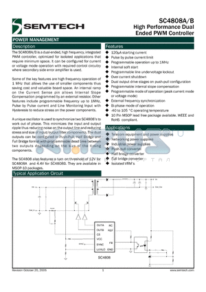 SC4808A datasheet - High Performance Dual Ended PWM Controller