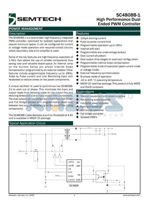 SC4808B-1 datasheet - High Performance Dual Ended PWM Controller