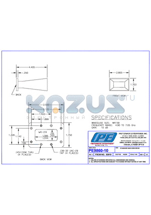 PE9860-10 datasheet - STANDARD GAIN HORN WR159