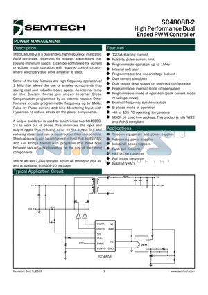 SC4808B-2 datasheet - High Performance Dual Ended PWM Controller