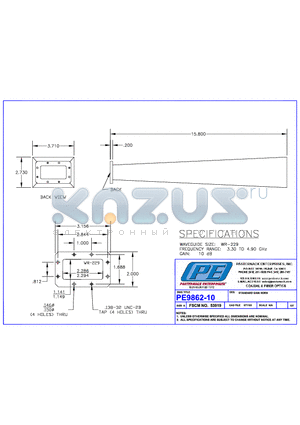 PE9862-10 datasheet - STANDARD GAIN HORN