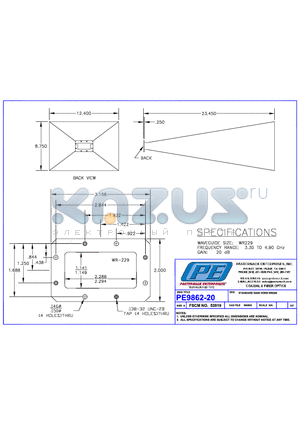 PE9862-20 datasheet - STANDARD GAIN HORN WR229