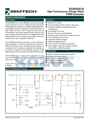 SC4905A datasheet - High Performance Voltage Mode PWM Controller