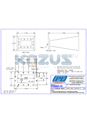 PE9863-10 datasheet - STANDARD GAIN HORN WR284