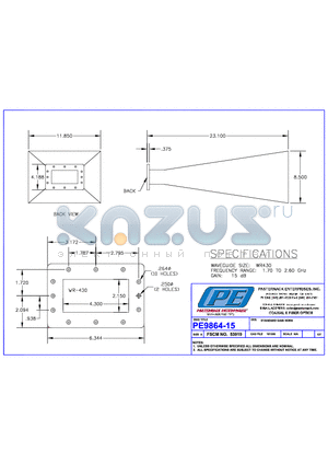 PE9864-15 datasheet - STANDARD GAIN HORN