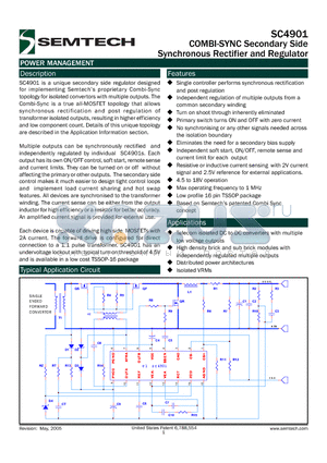SC4901 datasheet - COMBI-SYNC Secondary Side Synchronous Rectifier and Regulator