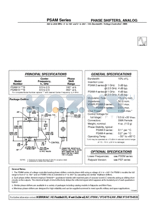 PSAM-4-2.5B datasheet - PHASE SHIFTERS, ANALOG