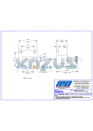 PE9870 datasheet - WAVEGUIDE TO N FEMALE FREQUENCY RANGE: 7,05~10,0 GH