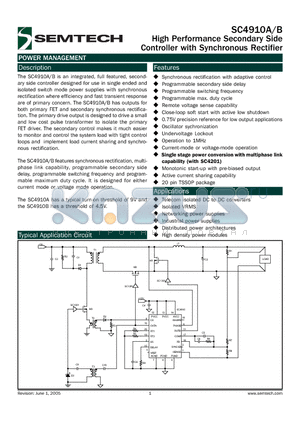 SC4910AITSTRT datasheet - High Performance Secondary Side Controller with Synchronous Rectifier