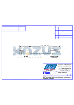 PE9903 datasheet - BREAKOUT, BNC MALE TO STANDARD STACKING BANANA PLUGS