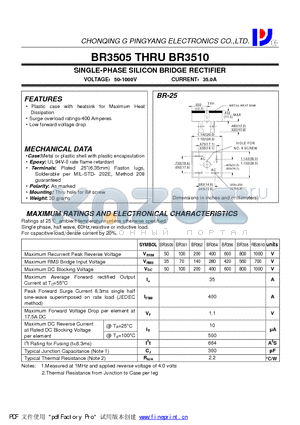 RB3510 datasheet - SINGLE-PHASE SILICON BRIDGE RECTIFIER