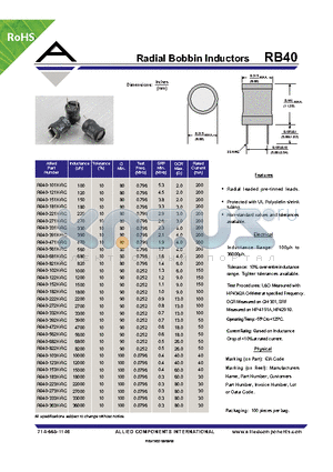 RB40-101K-RC datasheet - Radial Bobbin Inductors