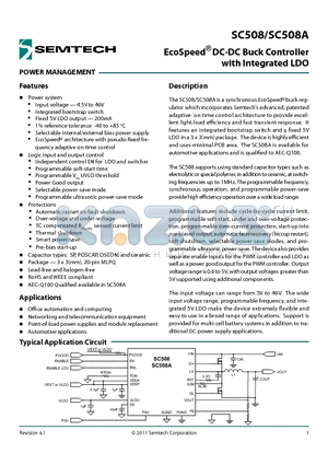 SC508A datasheet - EcoSpeed^ DC-DC Buck Controller with Integrated LDO