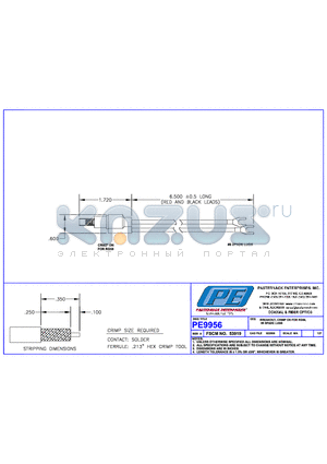 PE9956 datasheet - BREAKOUT CRIMP ON FOR RG58 #8 SPADE  LUGS