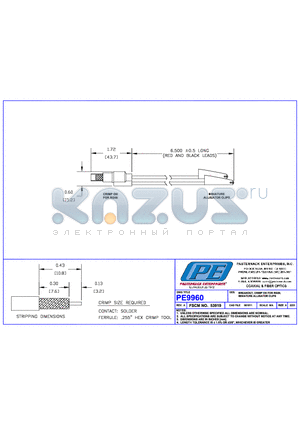 PE9960 datasheet - BREAKOUT, CRIMP ON FOR RG59, MINIATURE ALLIGATOR CLIPS