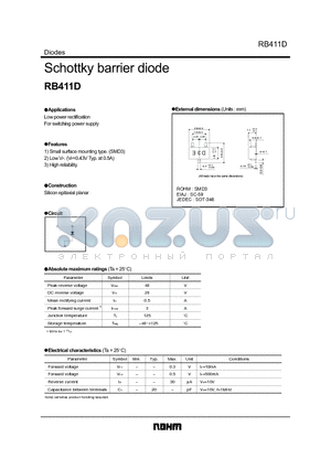 RB411 datasheet - Schottky barrier diode