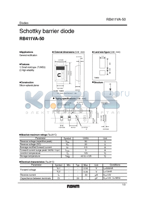 RB411VA-50 datasheet - Schottky barrier diode