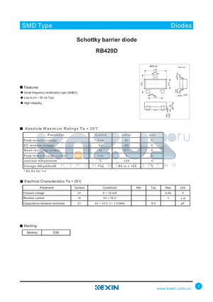 RB420D datasheet - Schottky barrier diode