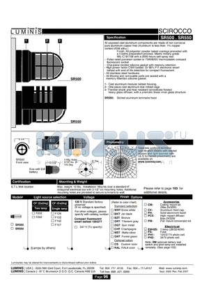 SR500 datasheet - Ceiling surface mounting