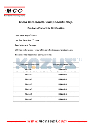 RB421D datasheet - 0.1 Amp Schottky Barrier Rectifier 40 Volts