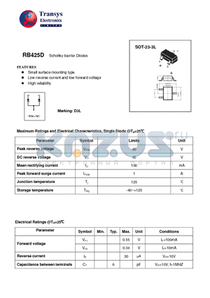 RB425D datasheet - Schottky barrier Diodes