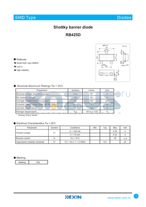 RB425D datasheet - Shottky barrier diode
