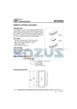 SC5262D-IR datasheet - REMOTE CONTROL ENCODER