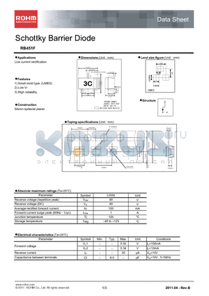 RB451F_11 datasheet - Schottky Barrier Diode