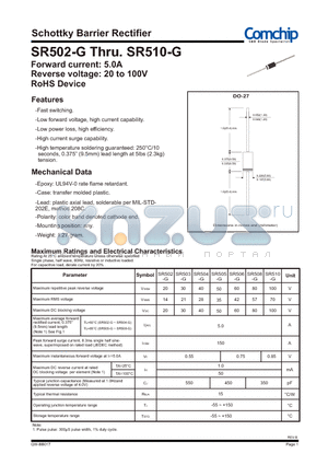 SR502-G_12 datasheet - Schottky Barrier Rectifier