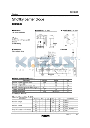RB480K datasheet - Shottky barrier diode