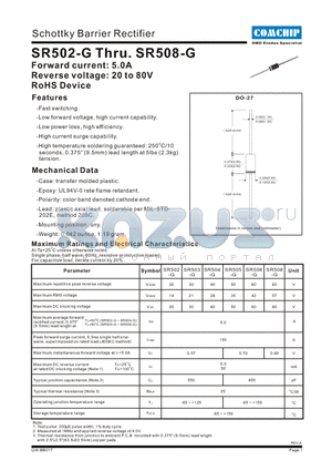 SR503-G datasheet - Schottky Barrier Rectifier