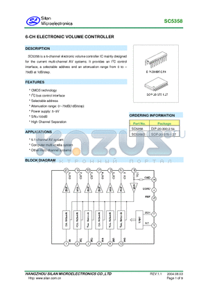 SC5358S datasheet - 6CH ELECTRONIC VOLUME CONTROLLER