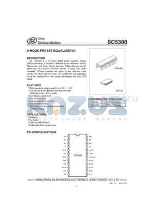 SC5388 datasheet - 5-MODE PRESET EQUALIZER IC