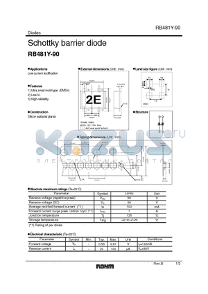 RB481Y-90 datasheet - Schottky barrier diode