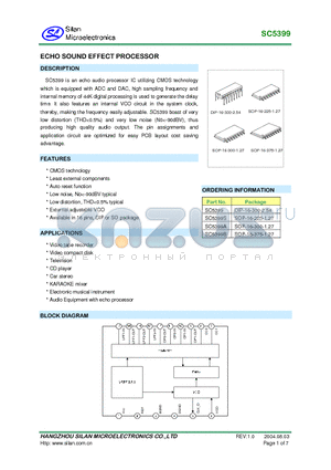 SC5399S datasheet - ECHO SOUND EFFECT PROCESSOR