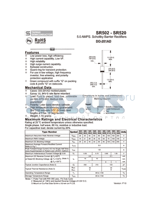 SR504 datasheet - 5.0 AMPS. Schottky Barrier Rectifiers