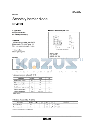 RB491D datasheet - Schottky barrier diode