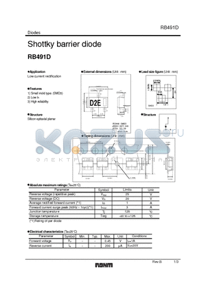 RB491D datasheet - Shottky barrier diode