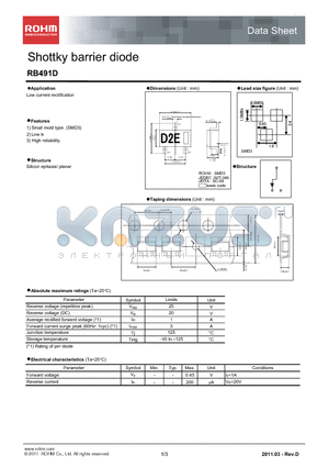 RB491D_11 datasheet - Shottky barrier diode